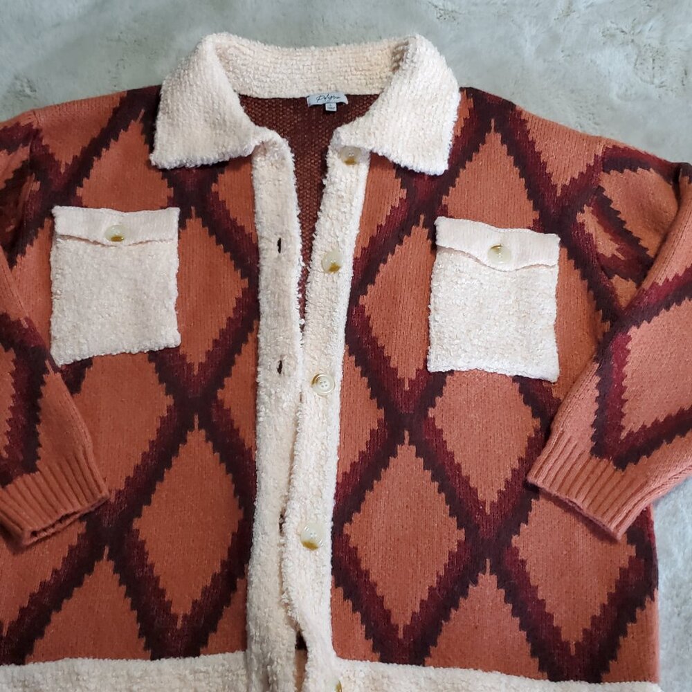 Polagram Parkside Knit Shacket Sherpa Trim Thick Winter Coat Women’s L - Picture 5 of 11